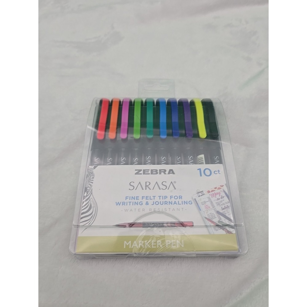 Zebra 10 Marker Set; Sarasa Fineliner Porous Point Pens, 0.8mm Tips Asst. Colors